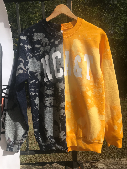 Handmade NCAT NC A&T Half and Half Crew Neck Unisex Sweatshirt