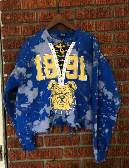 Handmade NCAT 1891 Aggie Bulldog Keep the Collar Lace Up Crew Neck
