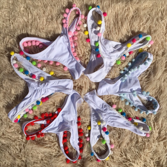 POMPOM YOUR LIFE- Handmade Scrunchy Slim-Cheeky Mix&Match Bikini Swim Bottoms