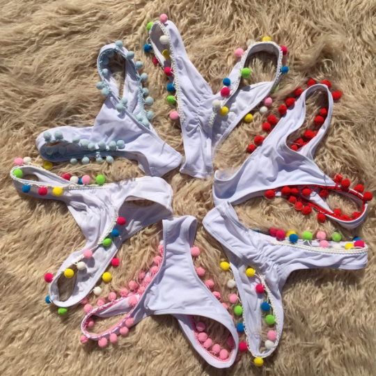 POMPOM YOUR LIFE- Handmade Scrunchy Slim-Cheeky Mix&Match Bikini Swim Bottoms