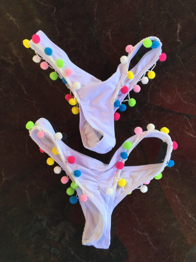 POMPOM YOUR LIFE- Handmade Scrunchy Slim-Cheeky Mix&Match Bikini Swim Bottoms