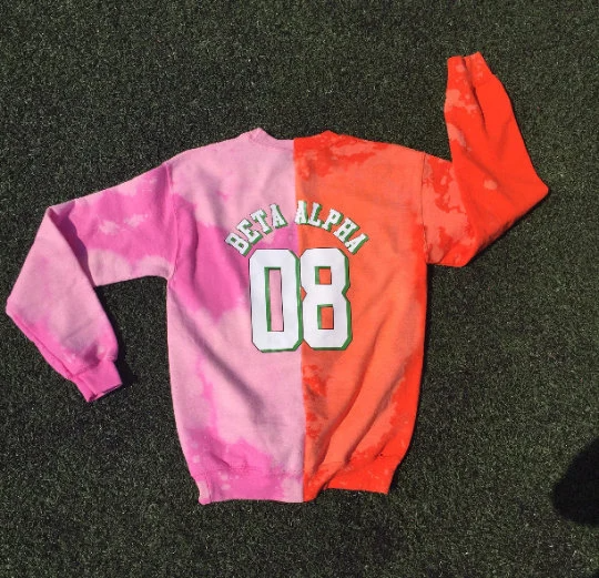 Rashan Ali Handmade FAMU AKA Beta Alpha 08 Half&Half Crew Sweatshirt