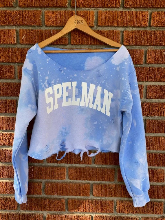 Handmade Spelman College Crew or Off Shoulder Full Length or Cropped Sweatshirt