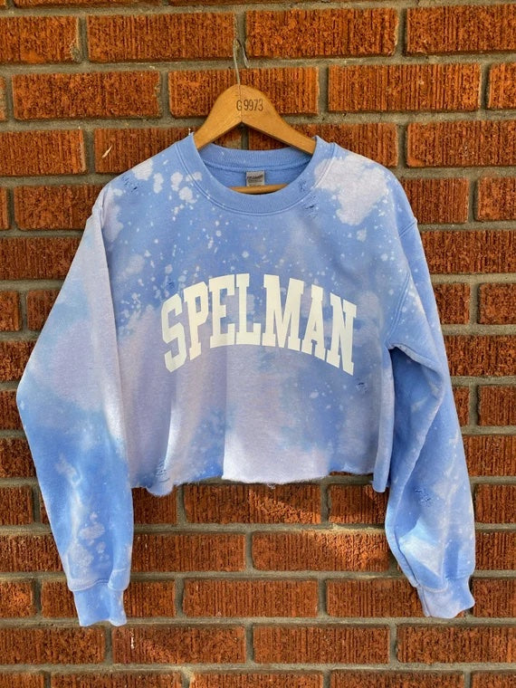 Handmade Spelman College Crew or Off Shoulder Full Length or Cropped Sweatshirt