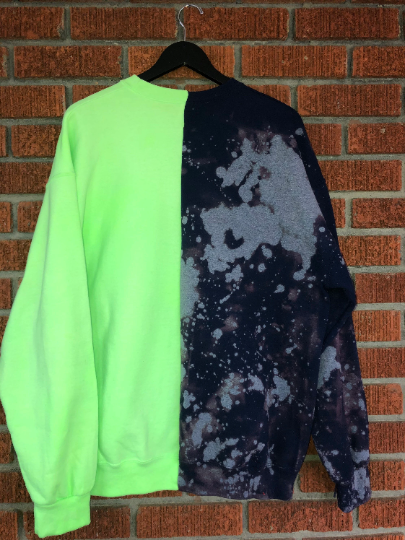 Handmade Seattle Seahawks Half and Half Crewneck Sweatshirt