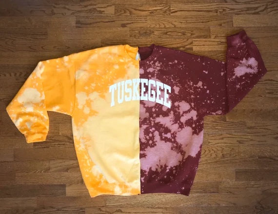 Handmade Tuskegee University Half and Half Crew Neck Unisex Sweatshirt
