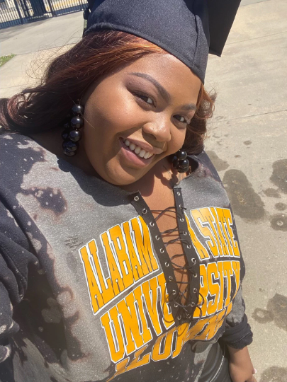 Handmade Alabama State University Alumna Distressed Lace Up Cropped Sweatshirt