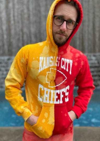 Custom Handmade Half & Half Distressed Hoodie