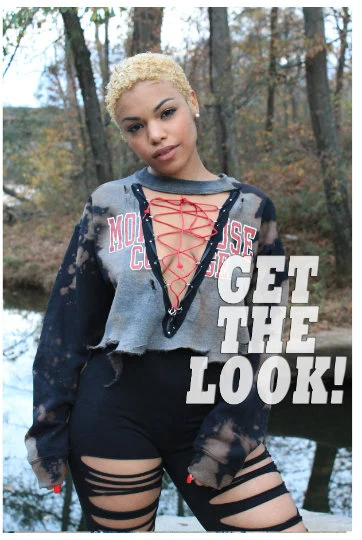 Custom Handmade Lace Up Distressed Sweater
