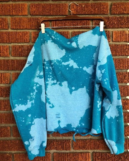 Handmade Detroit Lions Lace Up Off Shoulder Sweatshirt Cropped or Full Length