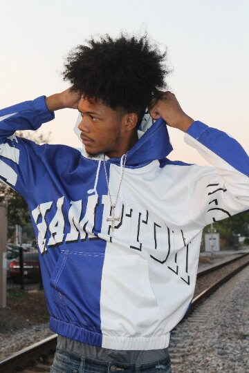 Hampton Jersey Jacket Blue Half and Half Hoodie White Royal HU University 1868