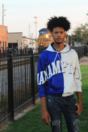 Hampton Jersey Jacket Blue Half and Half Hoodie White Royal HU University 1868