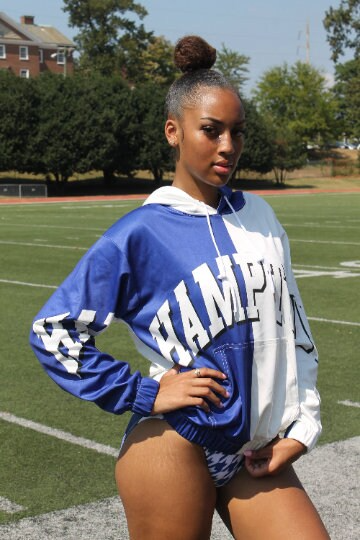 Hampton Jersey Jacket Blue Half and Half Hoodie White Royal HU University 1868