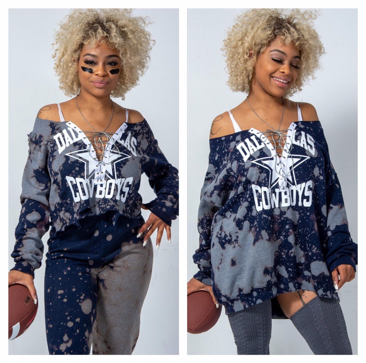 Handmade Dallas Cowboys Lace Up Sweatshirt