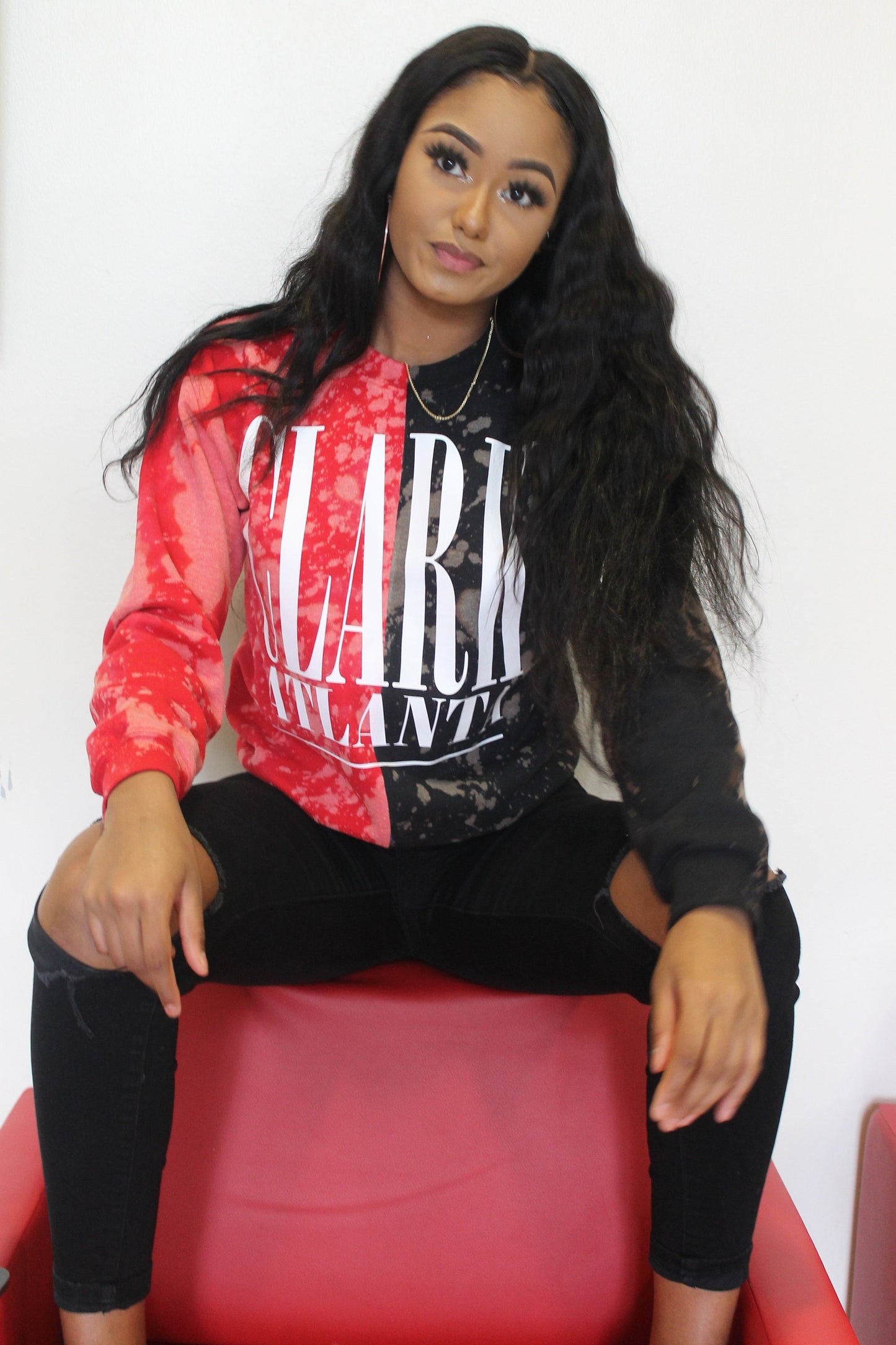 Handmade Clark Atlanta Half and Half Crew Neck Unisex Sweatshirt