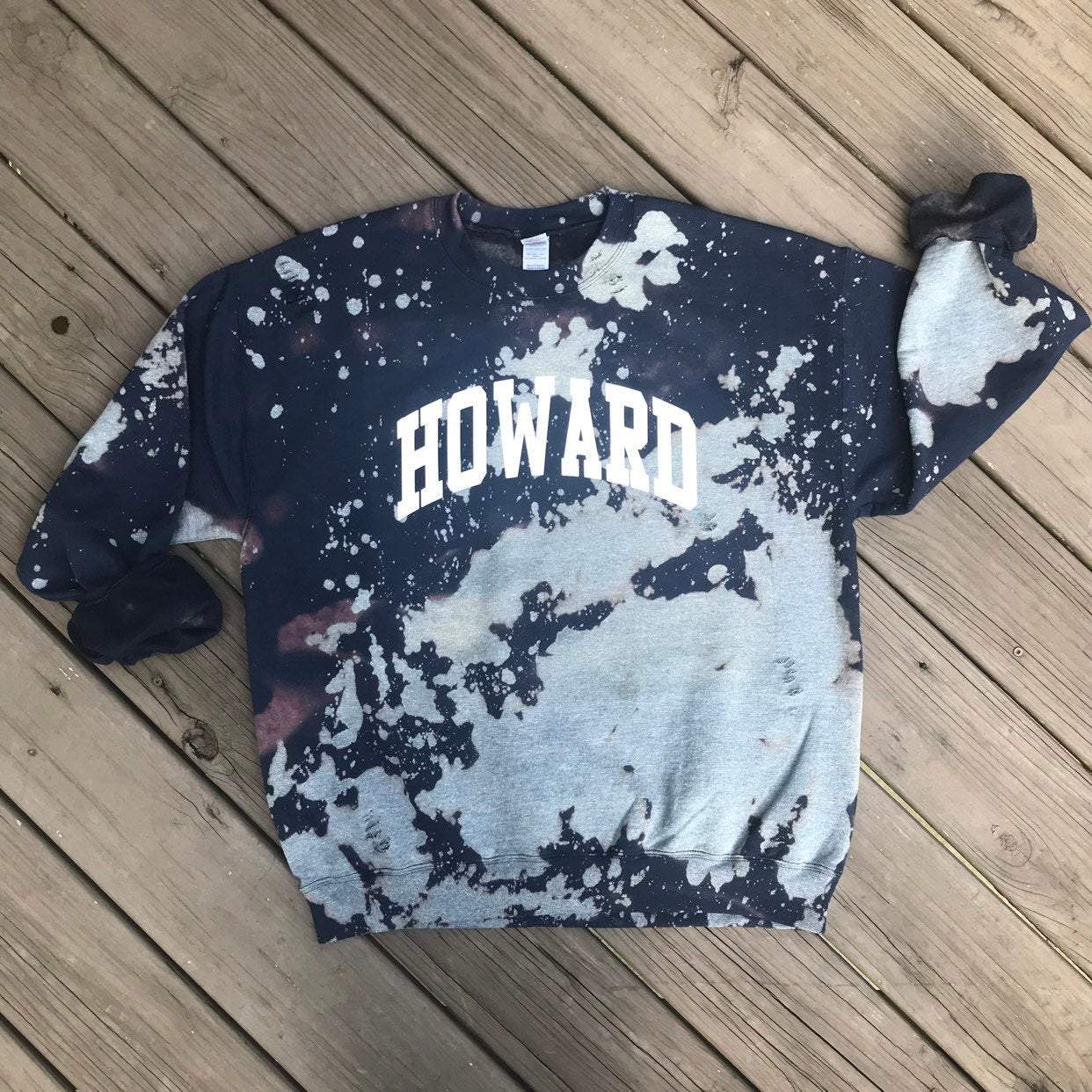 Handmade Howard University Light Distress Crew Neck Sweatshirt