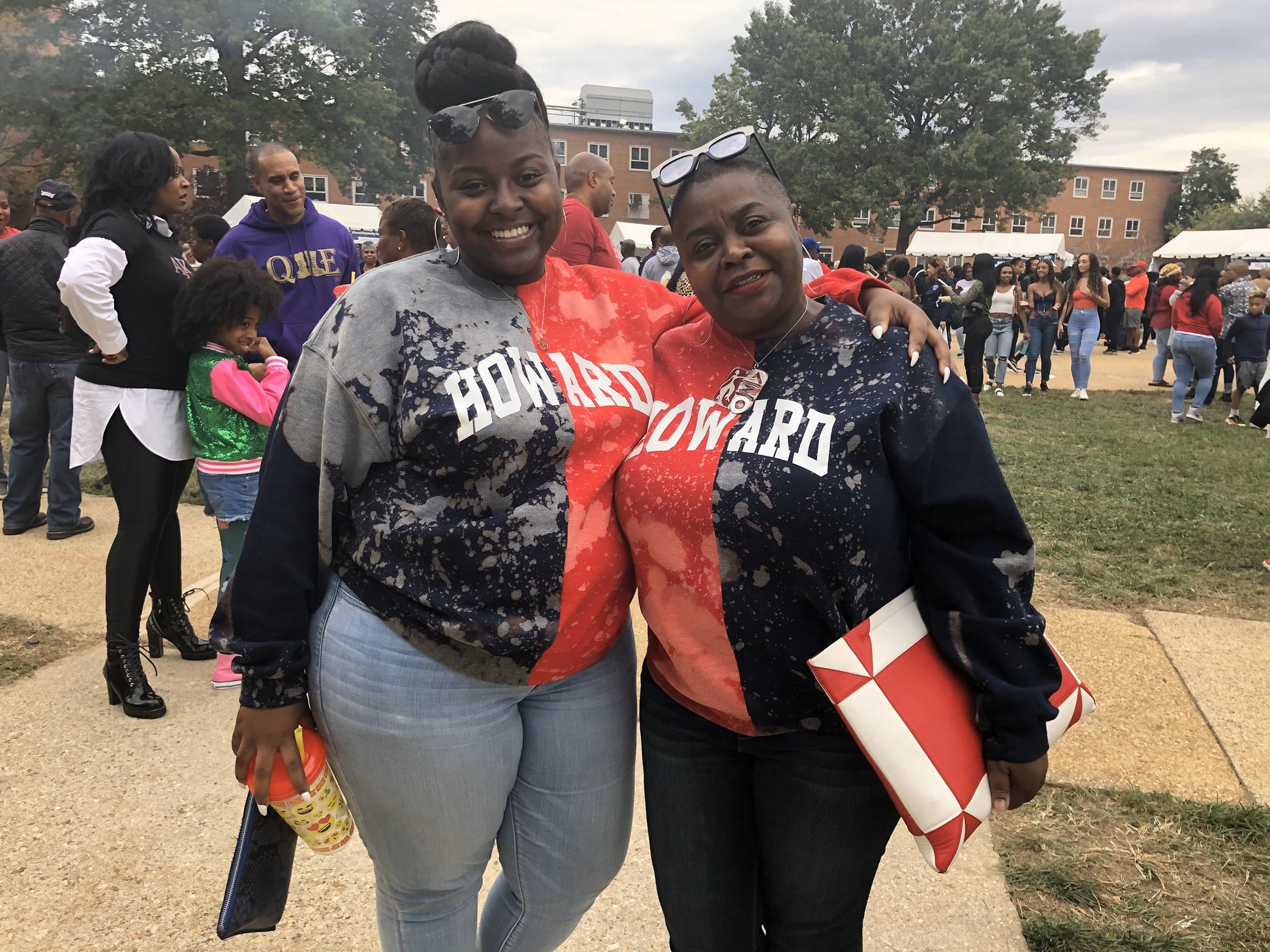 Howard University HU 1867 half and half color block sweater sweatshirt handmade hand bleached tie dye