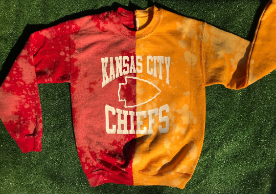 Handmade Kansas City Chiefs Half and Half Crew Sweatshirt