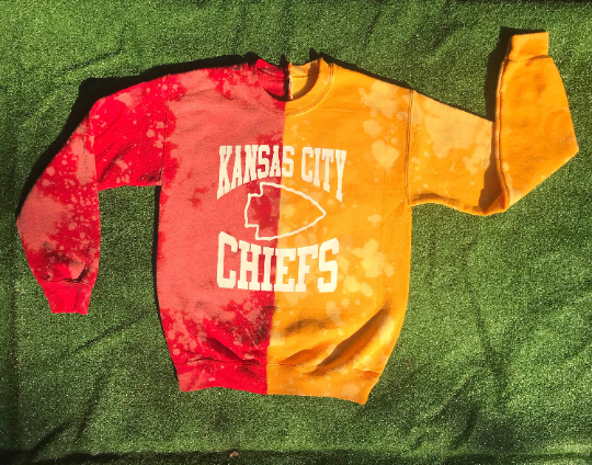 Handmade Kansas City Chiefs Half and Half Crew Sweatshirt
