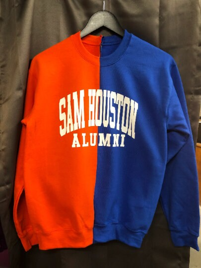 Handmade Sam Houston Alumni Half and Half Unisex Crew Neck Sweatshirt