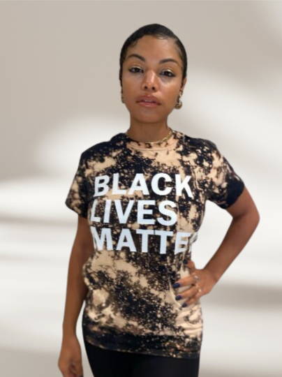 Support a Cause! Bold Black Lives Matter Handmade Bleached Crew T-Shirt