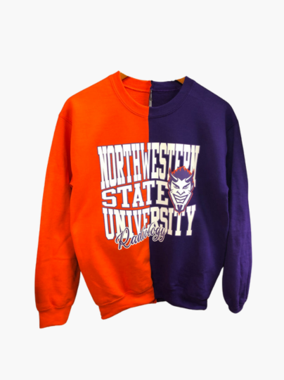 Handmade Northwestern State Radiology Half and Half Purple Orange Sweatshirt