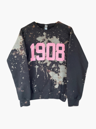 Handmade 1908 AKA Black with Pink Crew Neck Sweatshirt