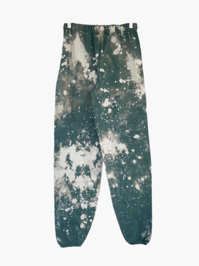 Handmade Drawstring Cuffed Bleached Classic Style Sweat Pants - Forest Green