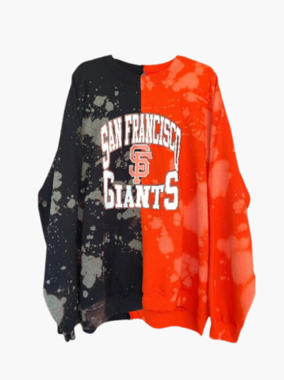 Handmade San Francisco Giants Half and Half Crew Neck Sweatshirt