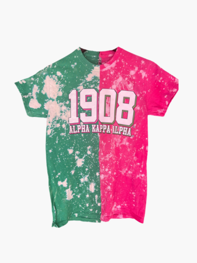 The 1908 AKA Hand-Bleached Half and Half Crew Neck T-shirt