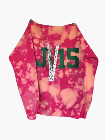 Handmade AKA J15 Pink and Green Lace Up Sweatshirt