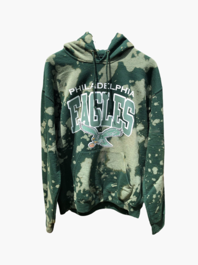 Handmade Eagles Forest Green Hand Bleached Hoodie