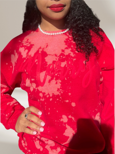 Red Hot Merry & Bright Hand Bleached Holiday Sweatshirt