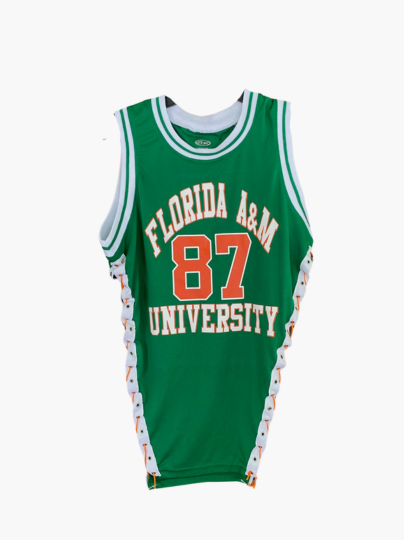 Handmade Florida A & M Green White Orange Side Lace Sleeveless Jersey Top