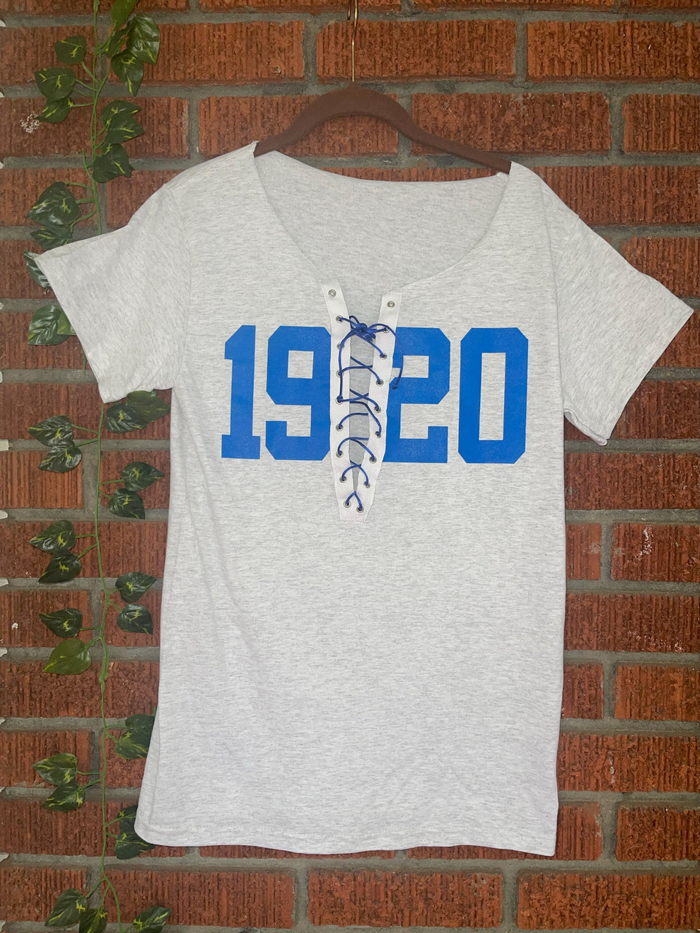 Handmade Zeta Phi Beta 1920 Ash Grey Lace Up T-Shirt