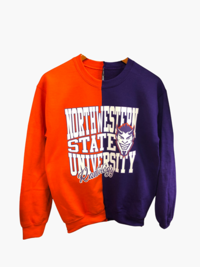 Handmade Northwestern State Radiology Half and Half Purple Orange Sweatshirt