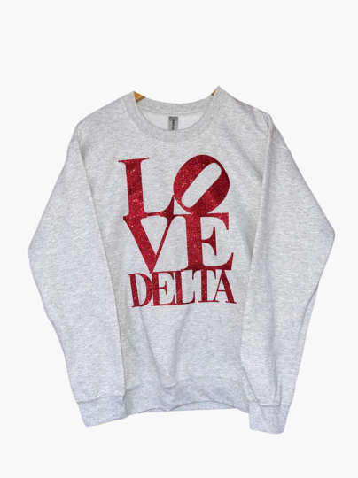 Handmade LOVE Delta Ash Gray Crewneck Sweatshirt