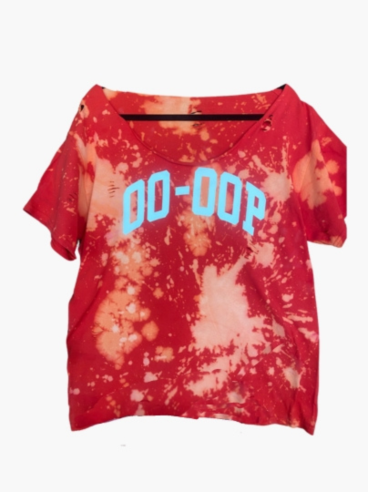 Handmade DST Oo-Oop Red Hand Bleached T-shirt