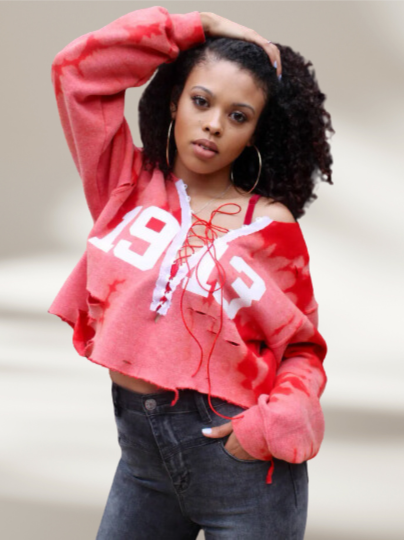 Handmade DST 1913 Lace Up Sweatshirt - Red – Cami Co. Lace Designs Handmade DST 1913 Lace Up Sweatshirt - Red – Cami Co. Lace Designs