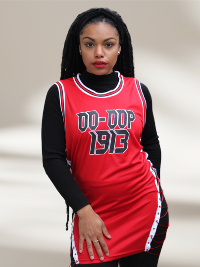 The DST Oo-Oop The Redz 1913 Red Black Glitter Jersey Top