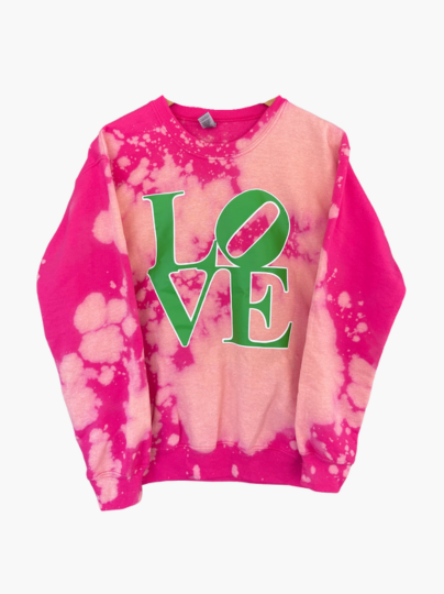 Handmade LOVE AKA Color-Way Hand Bleached Crewneck Sweatshirt