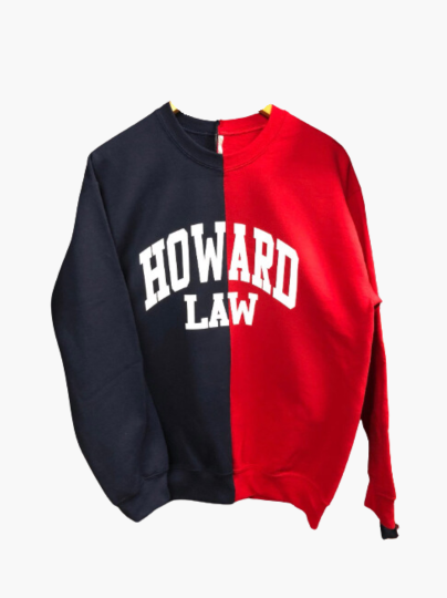 Handmade Howard Law Half and Half Navy and Red Crew Neck Sweatshirt