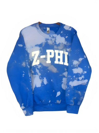 Handmade Zeta Phi Beta Z-Phi Blue Hand Bleached Sweatshirt