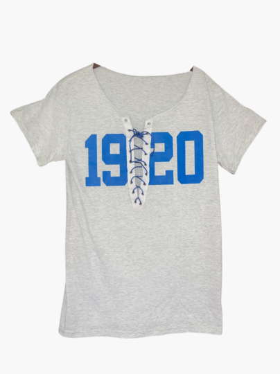 Handmade Zeta Phi Beta 1920 Ash Grey Lace Up T-Shirt