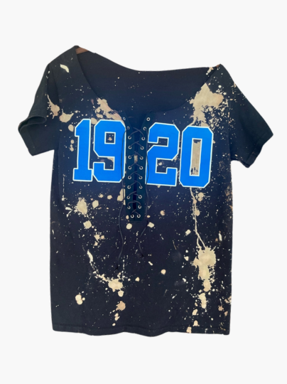 Handmade Zeta Phi Beta 1920 Black Lace Up T-Shirt S Handmade Zeta Phi Beta 1920 Black Lace Up T-Shirt S