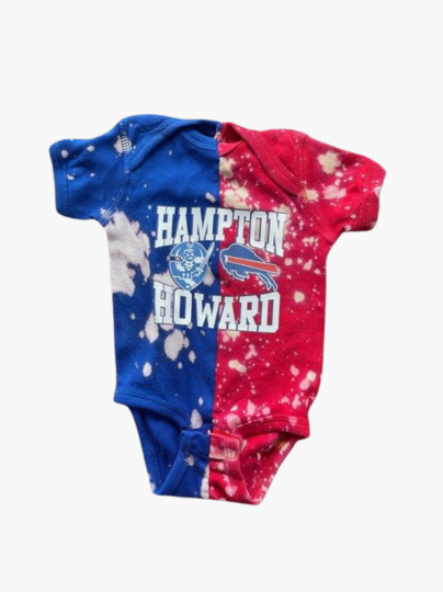 Handmade Hampton Howard Baby Half and Half Royal Red Hand-Bleached Onesie Bodysuit