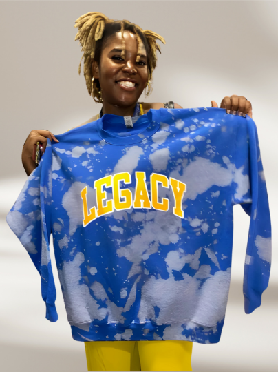 Handmade SGRho Legacy Gold Royal Hand Bleached Sweatshirt