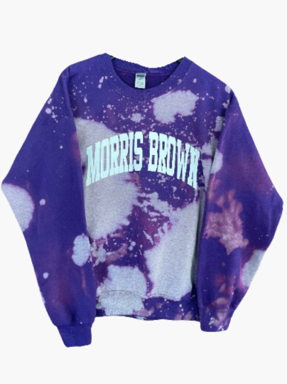 Handmade Morris Brown College Purple Hand Bleached Crew Neck Sweatshirt