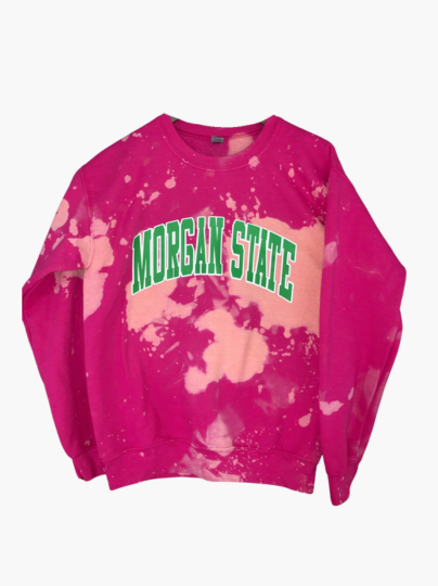 Handmade Morgan State AKA Color-Way Hand Bleached Crewneck Sweatshirt