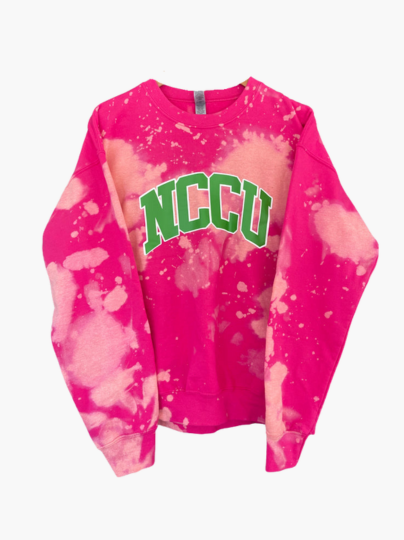 Handmade NCCU AKA Color-Way Hand Bleached Crewneck Sweatshirt